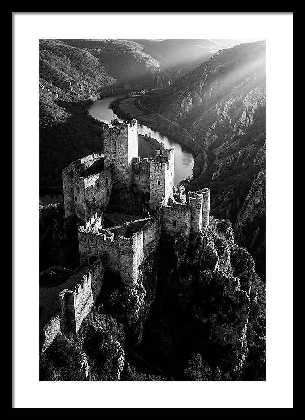 Chateau Beynac Castle In Black And White