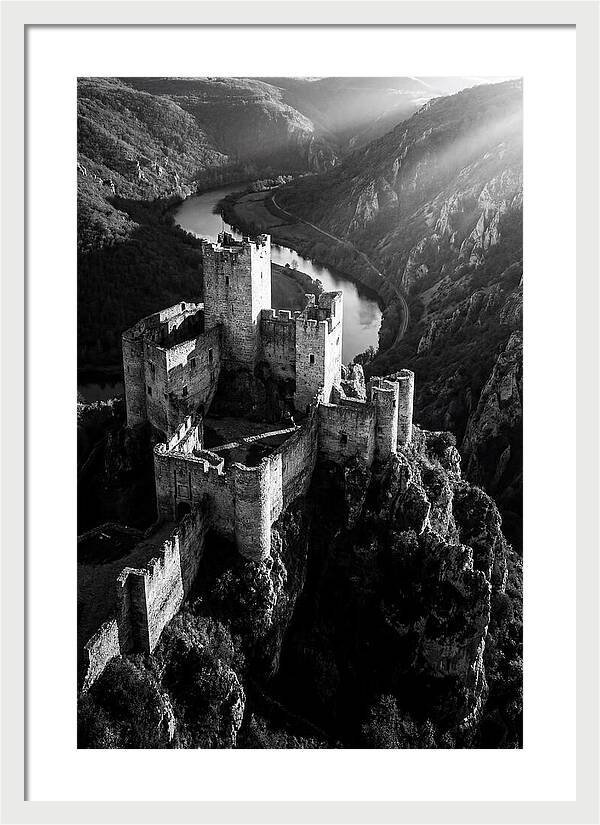 Chateau Beynac Castle In Black And White