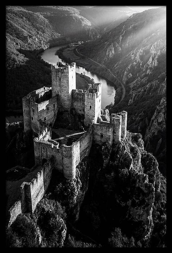 Chateau Beynac Castle In Black And White