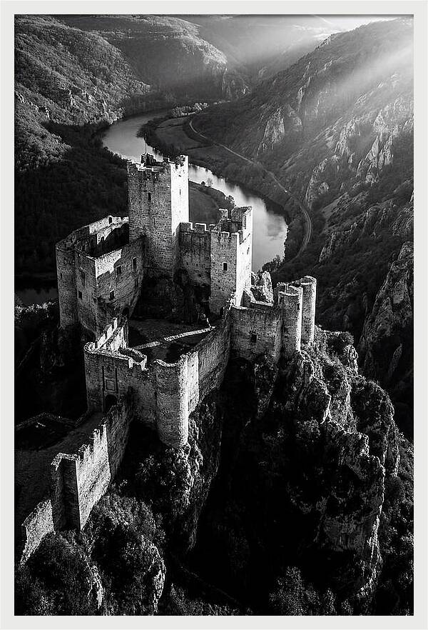 Chateau Beynac Castle In Black And White