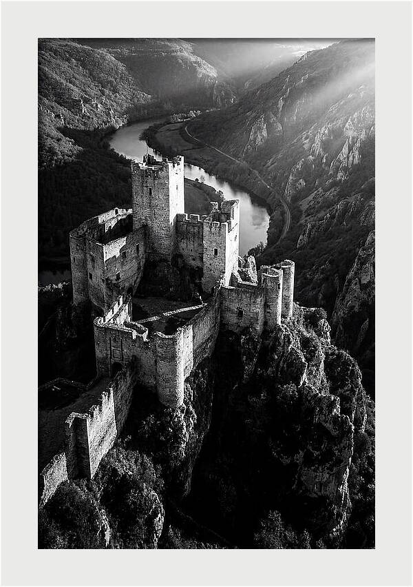 Chateau Beynac Castle In Black And White