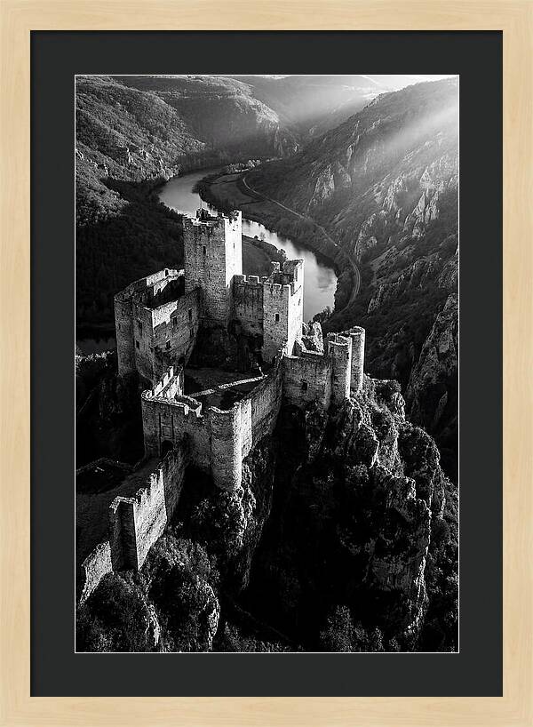 Chateau Beynac Castle In Black And White