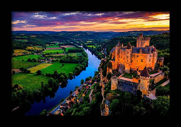 Chateau De Beynac At Sunset