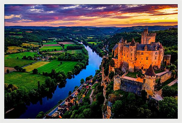 Chateau De Beynac At Sunset