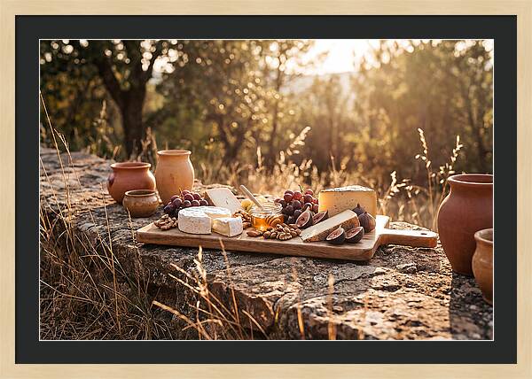 Cheese Board Under Golden Light
