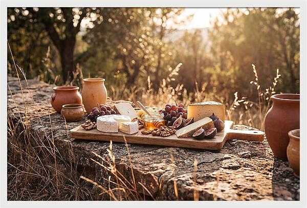 Cheese Board Under Golden Light