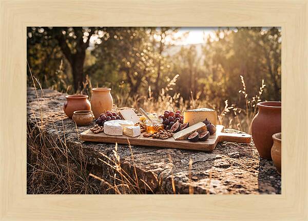 Cheese Board Under Golden Light
