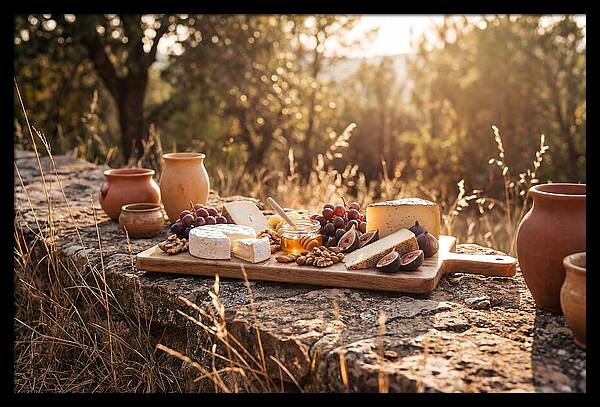 Cheese Board Under Golden Light