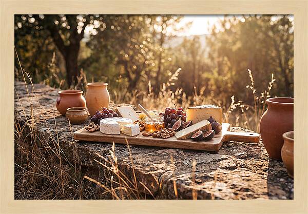 Cheese Board Under Golden Light