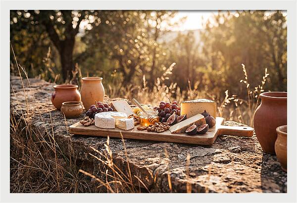 Cheese Board Under Golden Light