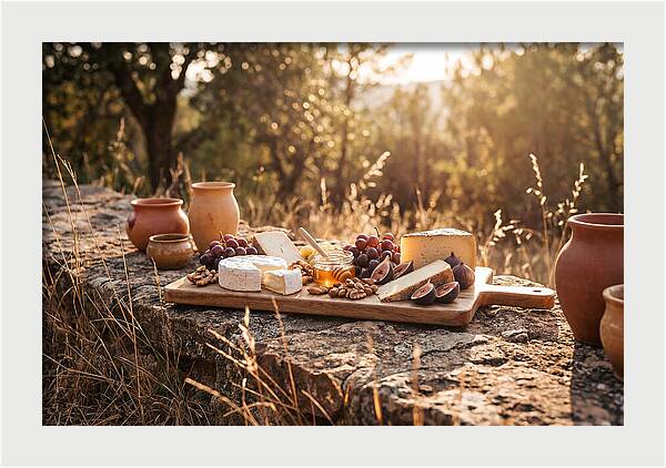 Cheese Board Under Golden Light