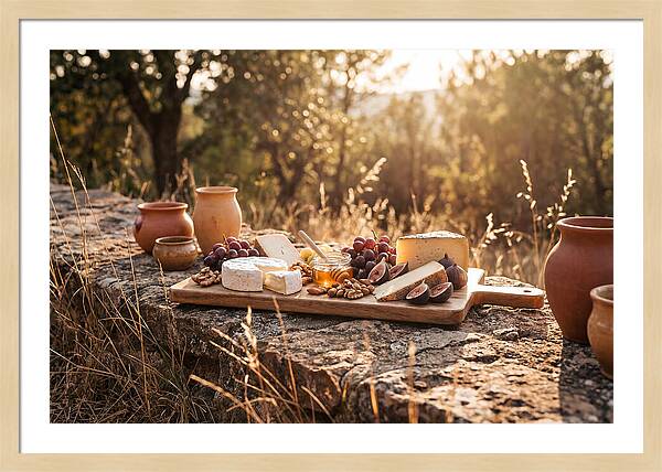 Cheese Board Under Golden Light