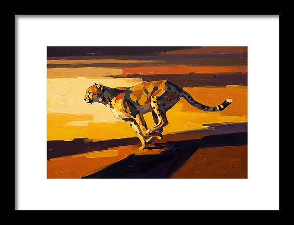 Cheetah Sprinting Across Golden Landscape
