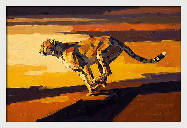Cheetah Sprinting Across Golden Landscape