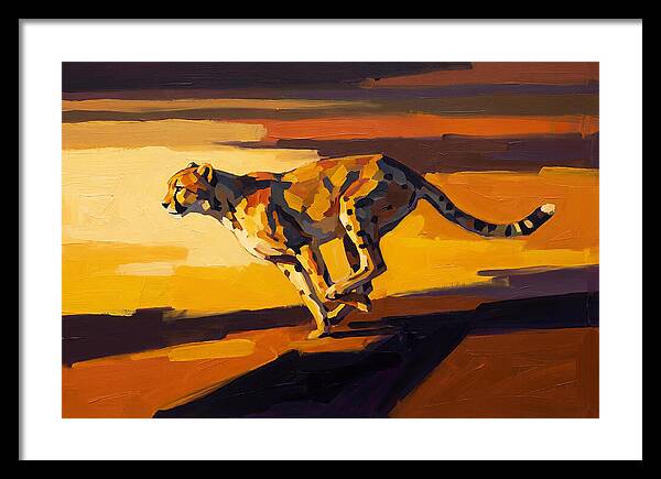 Cheetah Sprinting Across Golden Landscape