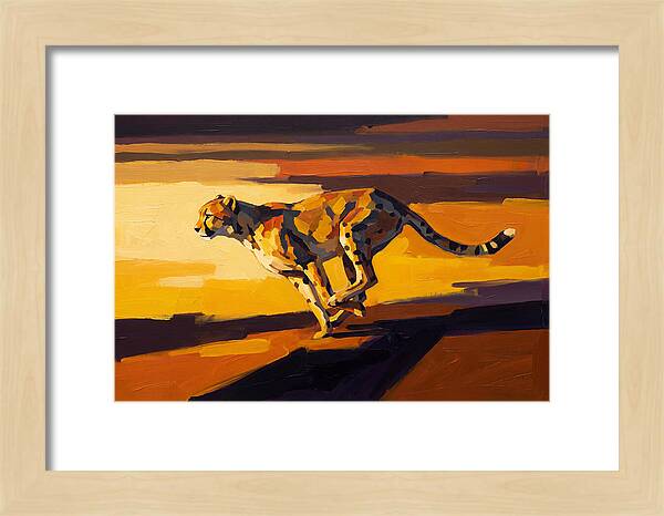 Cheetah Sprinting Across Golden Landscape