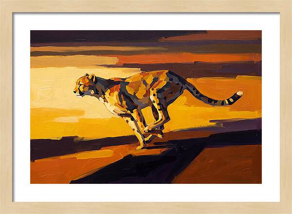 Cheetah Sprinting Across Golden Landscape