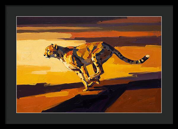Cheetah Sprinting Across Golden Landscape