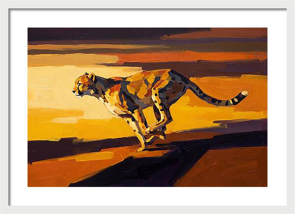 Cheetah Sprinting Across Golden Landscape