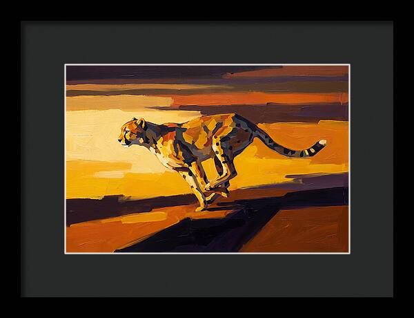 Cheetah Sprinting Across Golden Landscape