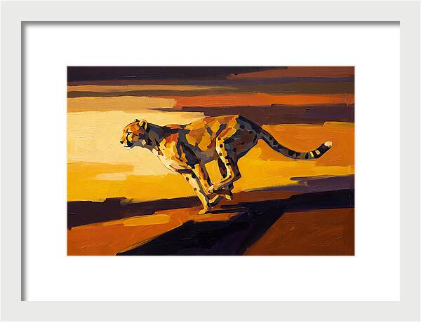 Cheetah Sprinting Across Golden Landscape