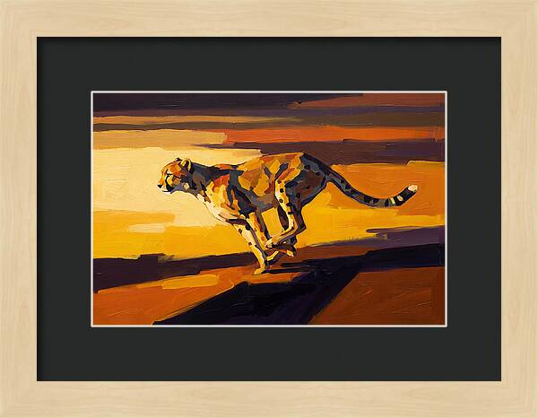 Cheetah Sprinting Across Golden Landscape