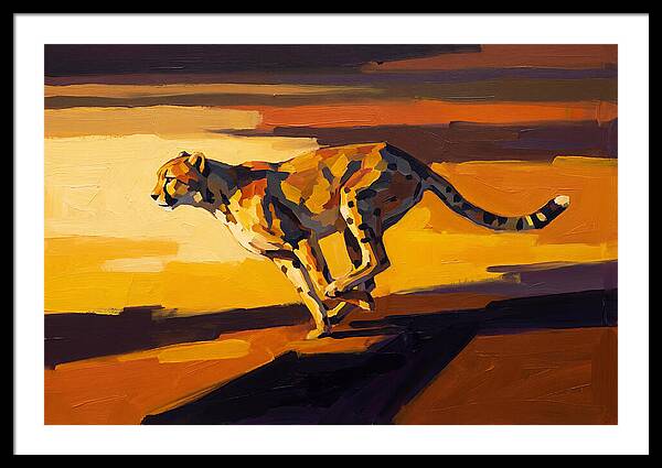 Cheetah Sprinting Across Golden Landscape