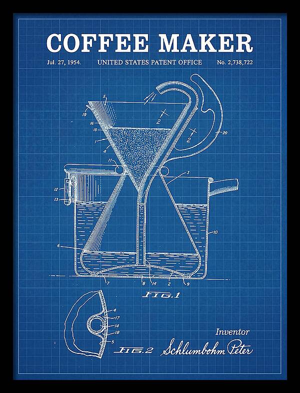 Chemex Coffee Maker Chemex Blueprint Patent Us2738722a