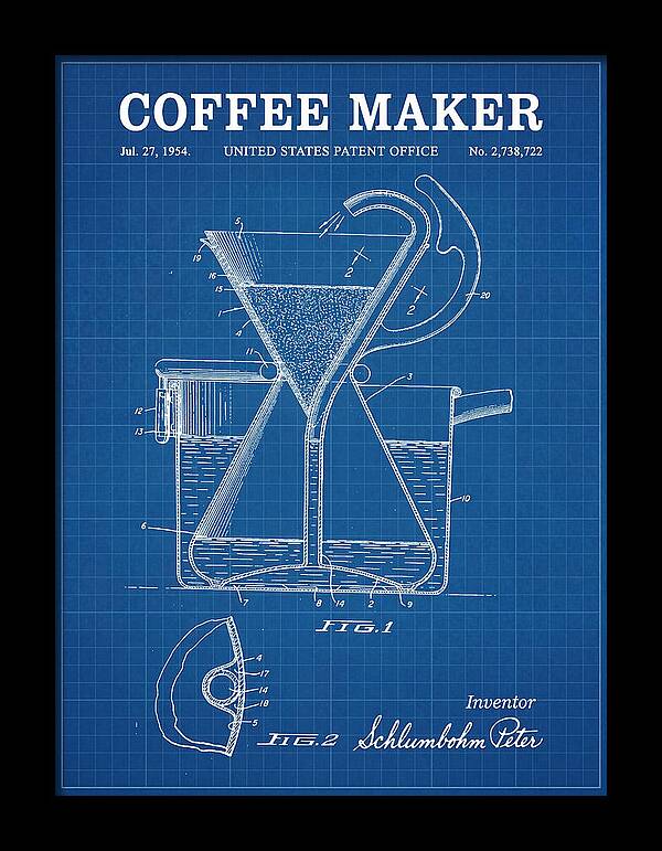 Chemex Coffee Maker Chemex Blueprint Patent Us2738722a