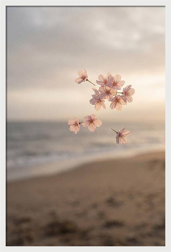 Cherry Blossoms Drifting Through Air