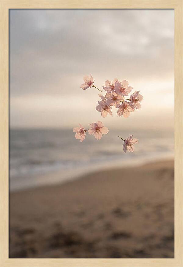 Cherry Blossoms Drifting Through Air