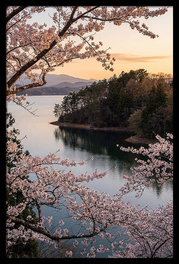 Cherry Blossoms Over Tranquil Waters