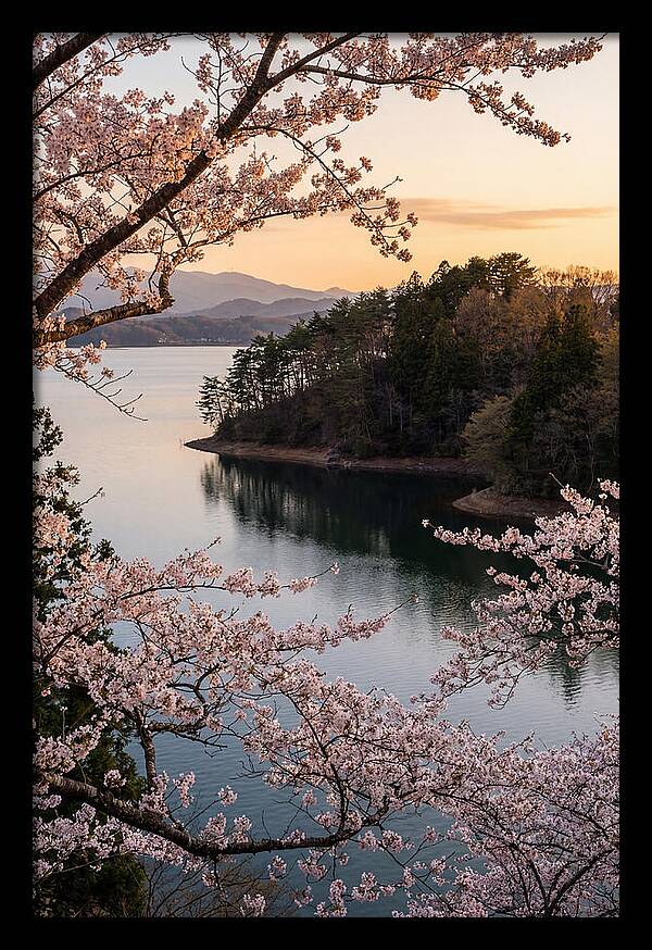 Cherry Blossoms Over Tranquil Waters