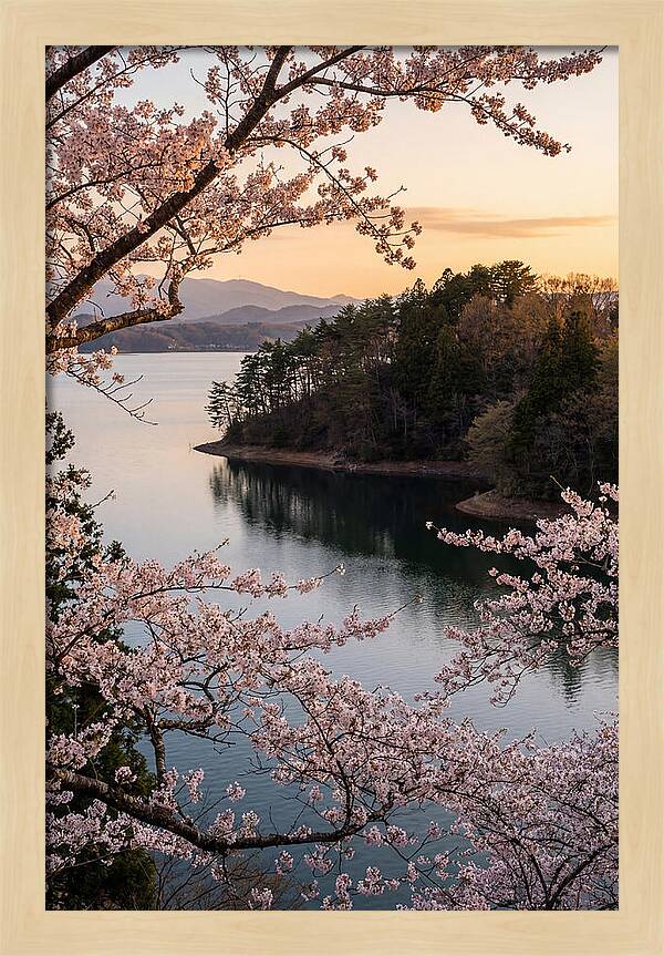 Cherry Blossoms Over Tranquil Waters