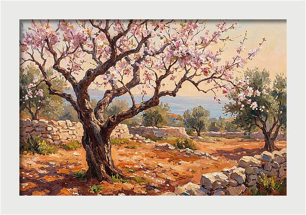 Cherry Tree Blossoms In The Mediterranean