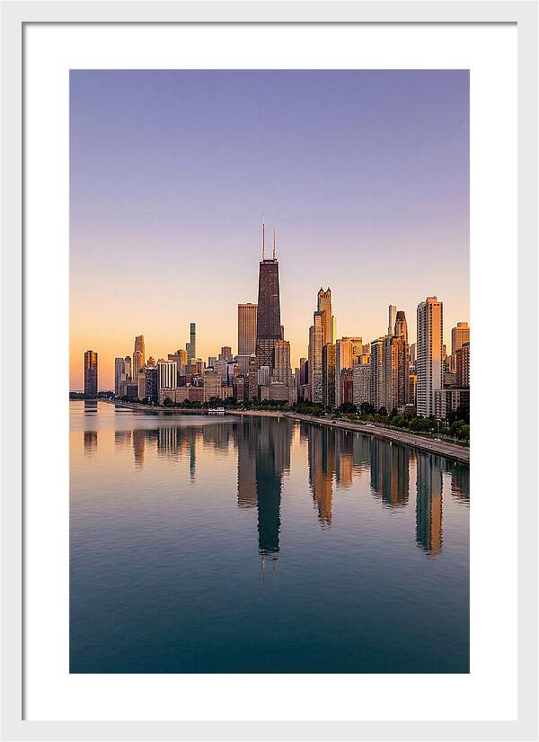 Chicago Lakefront Skyline At Dusk