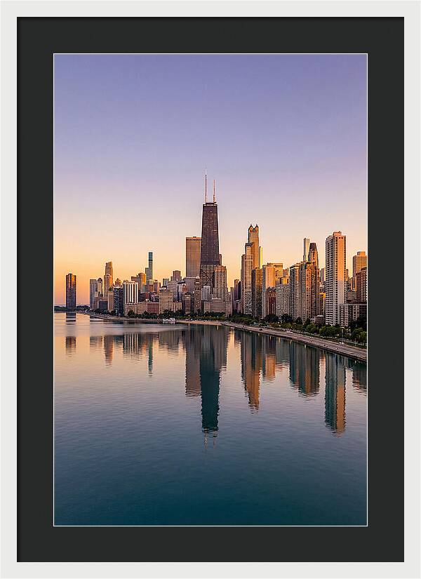 Chicago Lakefront Skyline At Dusk