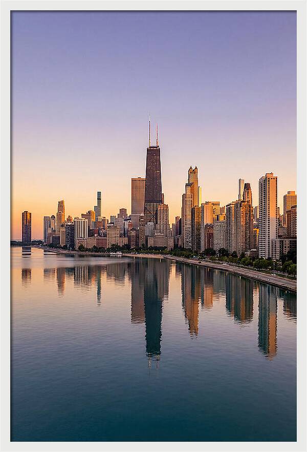 Chicago Lakefront Skyline At Dusk