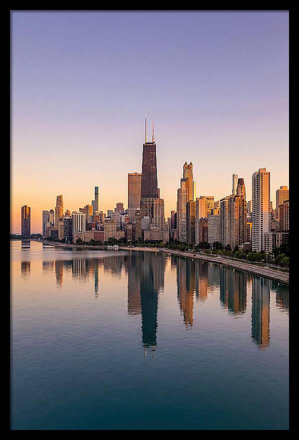 Chicago Lakefront Skyline At Dusk