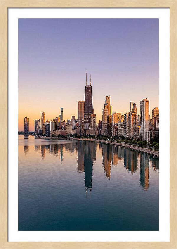Chicago Lakefront Skyline At Dusk