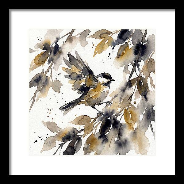 Chickadee Among Autumn Leaves