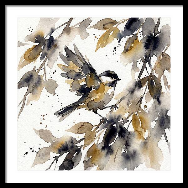 Chickadee Among Autumn Leaves