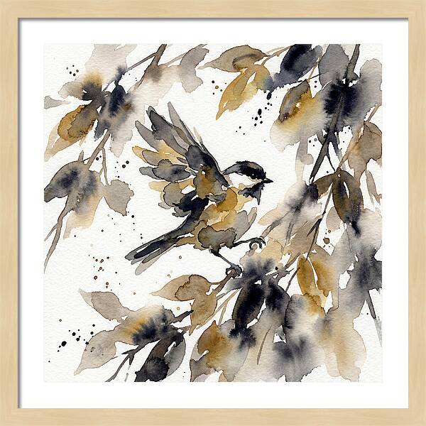 Chickadee Among Autumn Leaves