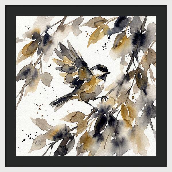 Chickadee Among Autumn Leaves