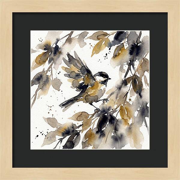 Chickadee Among Autumn Leaves