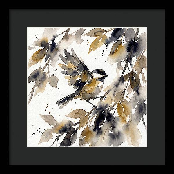 Chickadee Among Autumn Leaves