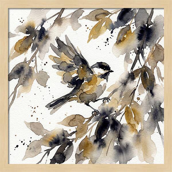 Chickadee Among Autumn Leaves