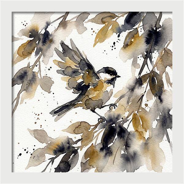 Chickadee Among Autumn Leaves