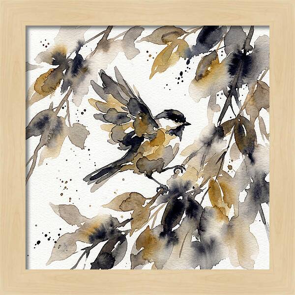 Chickadee Among Autumn Leaves