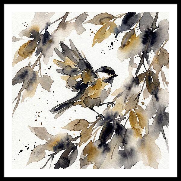 Chickadee Among Autumn Leaves